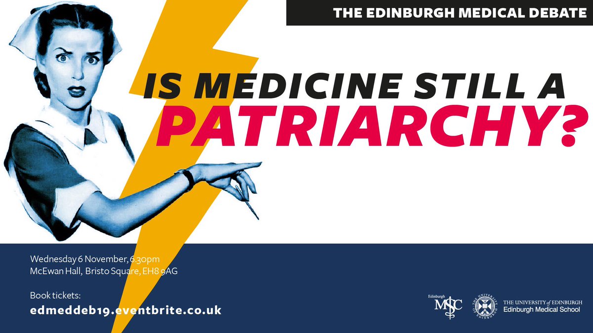 EdinMSC's tweet photo. We’re excited to announce The Edinburgh Medical Debate 2019 is happening in less than a month! In honour of the Edinburgh Seven, this year we are discussing Is Medicine Still A Patriarchy? Get your tickets now https://t.co/vhg4iamSqX… @EdinUniMedicine #edmeddeb19 https://t.co/mo0xYRYily