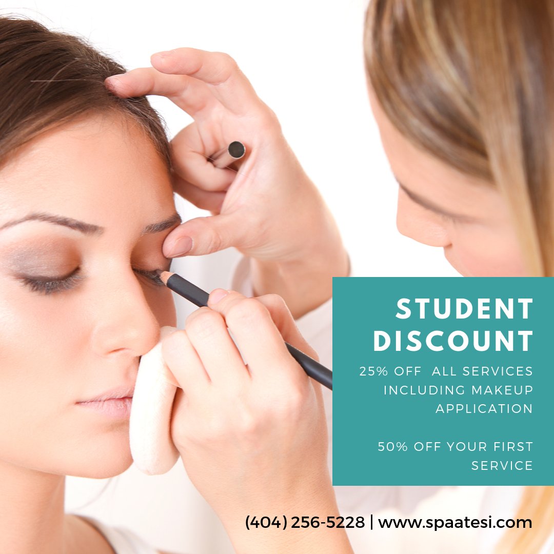 elainesterling's tweet photo. Homecoming season is upon us! Receive 25% OFF your next makeup application, manicure and pedicure or Facial at the Spa at ESI in Lenox Square mall. You can also enjoy 50% off your first Spa service and 25% off any future service! Make sure to bring your student id. https://t.co/F6skjF4iUG