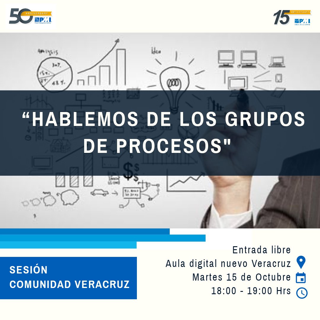 PMIPuebla's tweet photo. ¿Te interesa la #Administación de #Proyectos?
📣 VERACRUZ 📢
Tema: 📑 “Hablemos de los Grupos de Procesos
📍 Aula digital nuevo Veracruz.
🗓️ Martes 15 de Octubre 2019.
🕰️18:00-19:00 hrs
Sigamos las buenas prácticas!
#rsvp #veracruz #serpmi #projectmanagement #PMIPuebla https://t.co/t9fsVWylwe