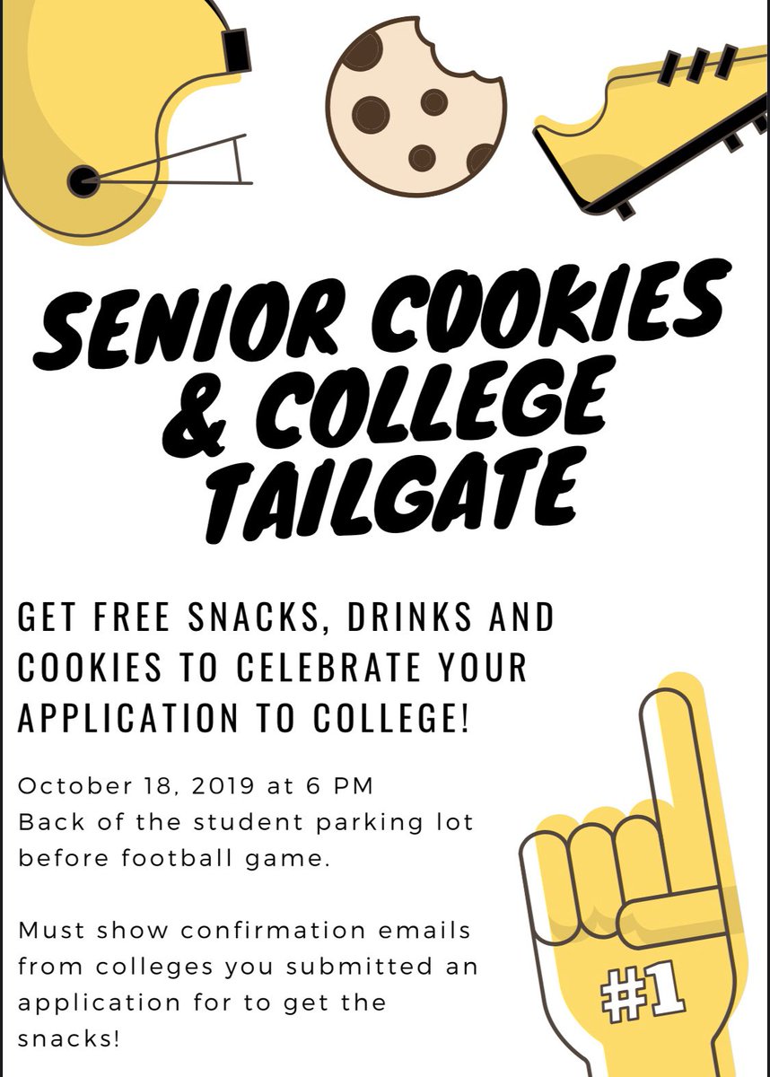 WHS_CA_MrWeeks's tweet photo. Hey #SENIORS!! Join the Senior Cookies &amp; College tailgate this Friday before the football game vs East Lansing. Free snacks, drinks, music &amp; college giveaways! Let a person working the table know what colleges you applied to participate! FOX47 will be live broadcasting the fun! https://t.co/Pfsgzlxe5r