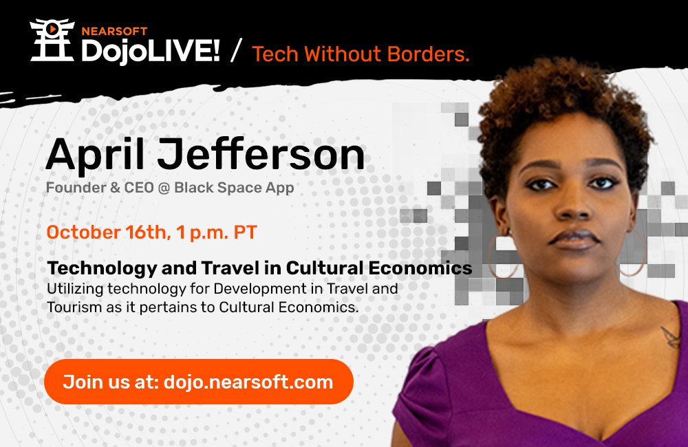 dojolive's tweet photo. Utilizing Technology for Development in Travel and Tourism as it pertains to Cultural Economics. A @dojolive conversation with April Jefferson, CEO of @blackspaceapp https://t.co/lNppaI17eK #traveltech #Tourism #cultural #economics https://t.co/ixxmD7vZ4j