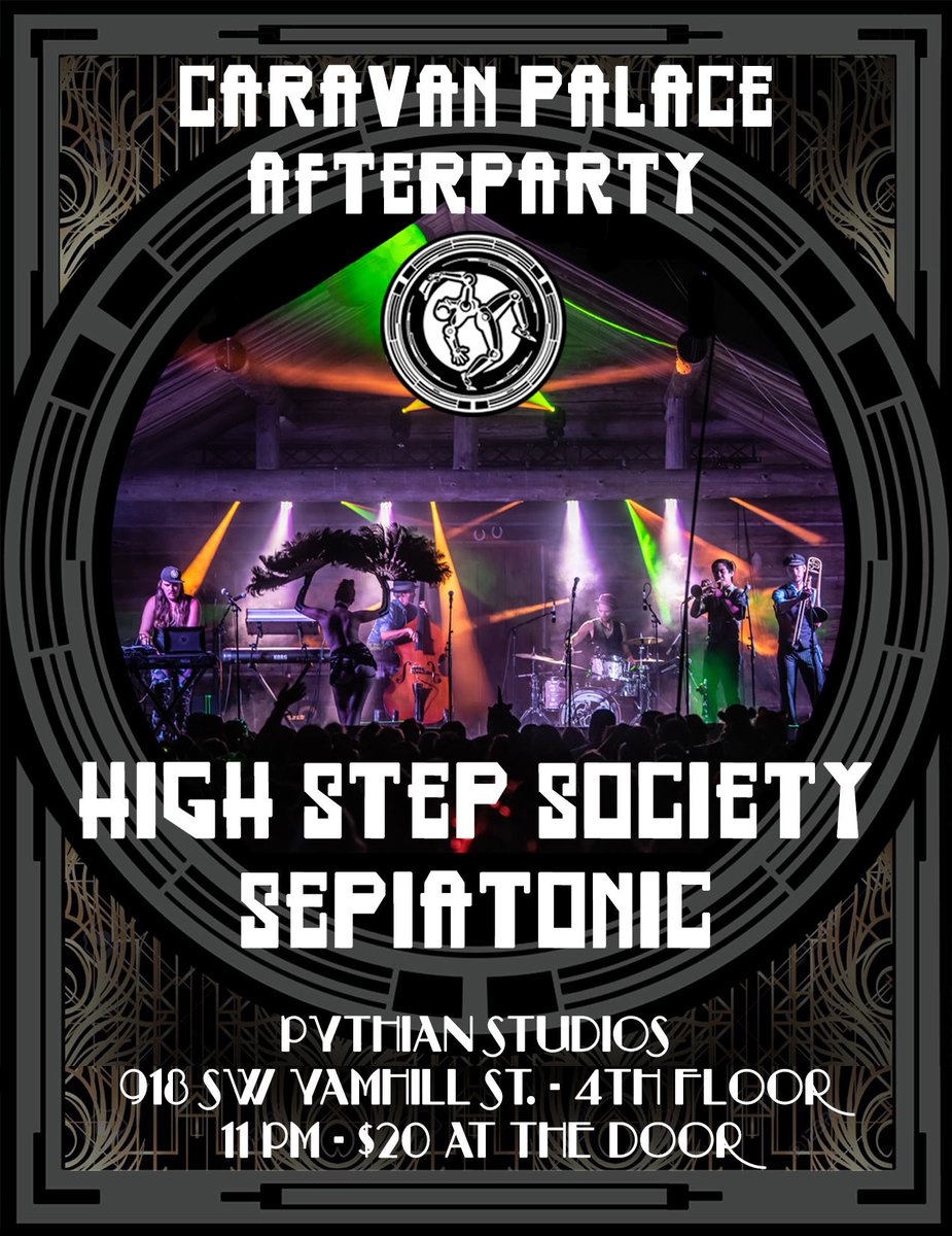 THIS SAT! Come join us in our sound-stage for the <a href="/caravanpalace/">Caravan Palace</a> after party.

#portland #crystalballroom #caravanpalace #pythianstudios #portlandmusic