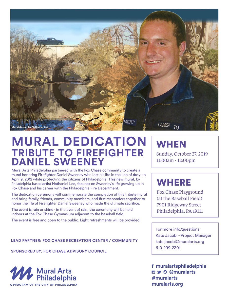 phillydragon's tweet image. #mural dedication for #firefigher Dan Sweeney. @muralarts October 27th 2019.