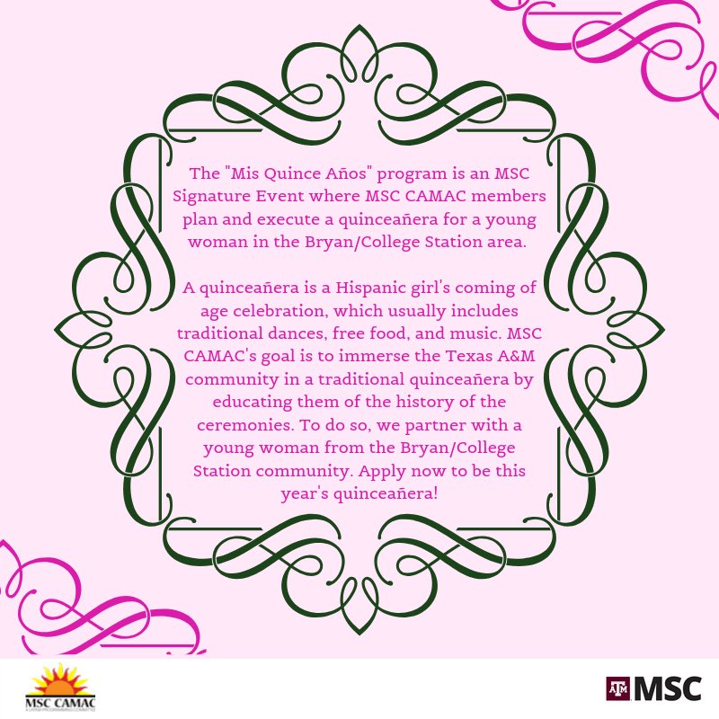 MSC_CAMAC's tweet photo. Tell your friends and family: MSC CAMAC is on the search for this year’s quinceañera! We’re counting down the days until the event! 🥳 #msccamac #nhhm https://t.co/g9BrpBZCYZ
