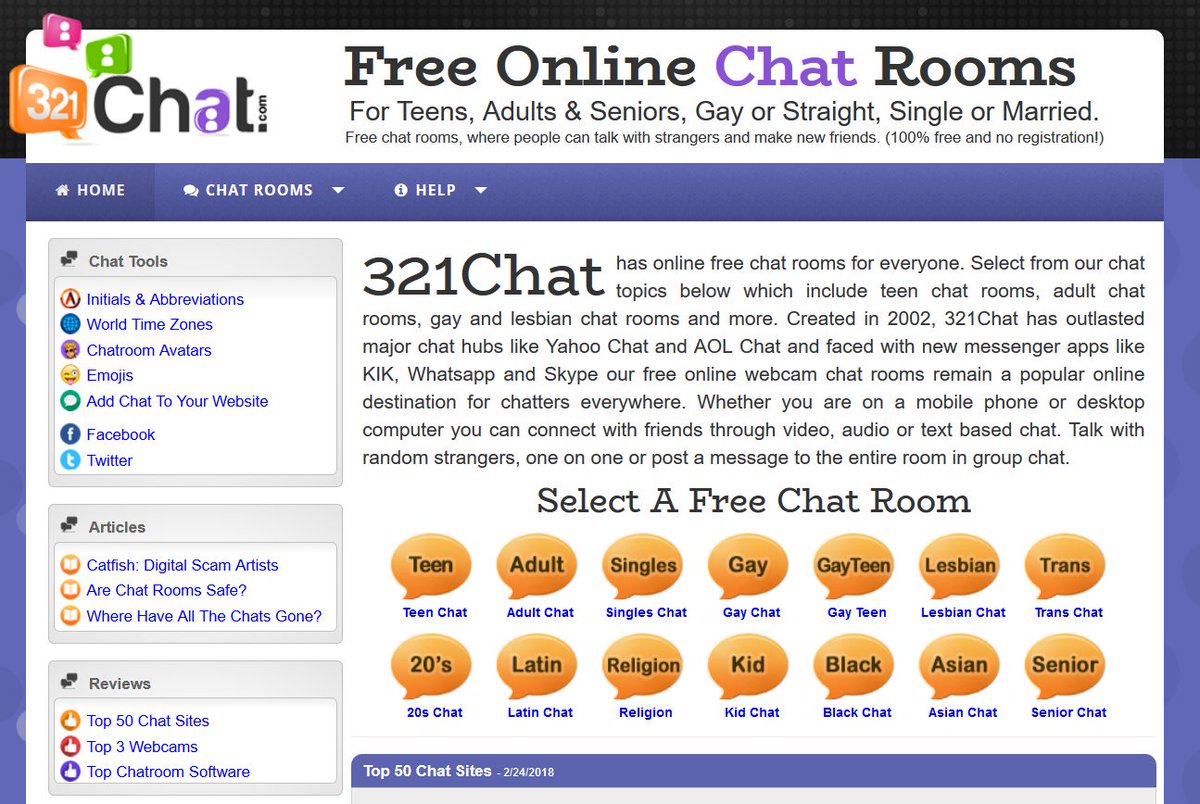 There are 19 different chatrooms on chat avenue which are.