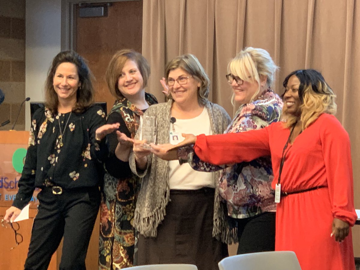Kudos 👏🏻 to <a href="/suzannetoohey/">Suzanne Toohey</a> and <a href="/MathIsDevine/">Geraldine Devine</a> for winning <a href="/OaklandSchools/">Oakland Schools</a> Collaboration award! They led teams in creating Language of Math supports for K12 #EnglishLearners (every math unit!) and coauthored a chapter in Transforming Practices for the high School Classroom #ESLocMI