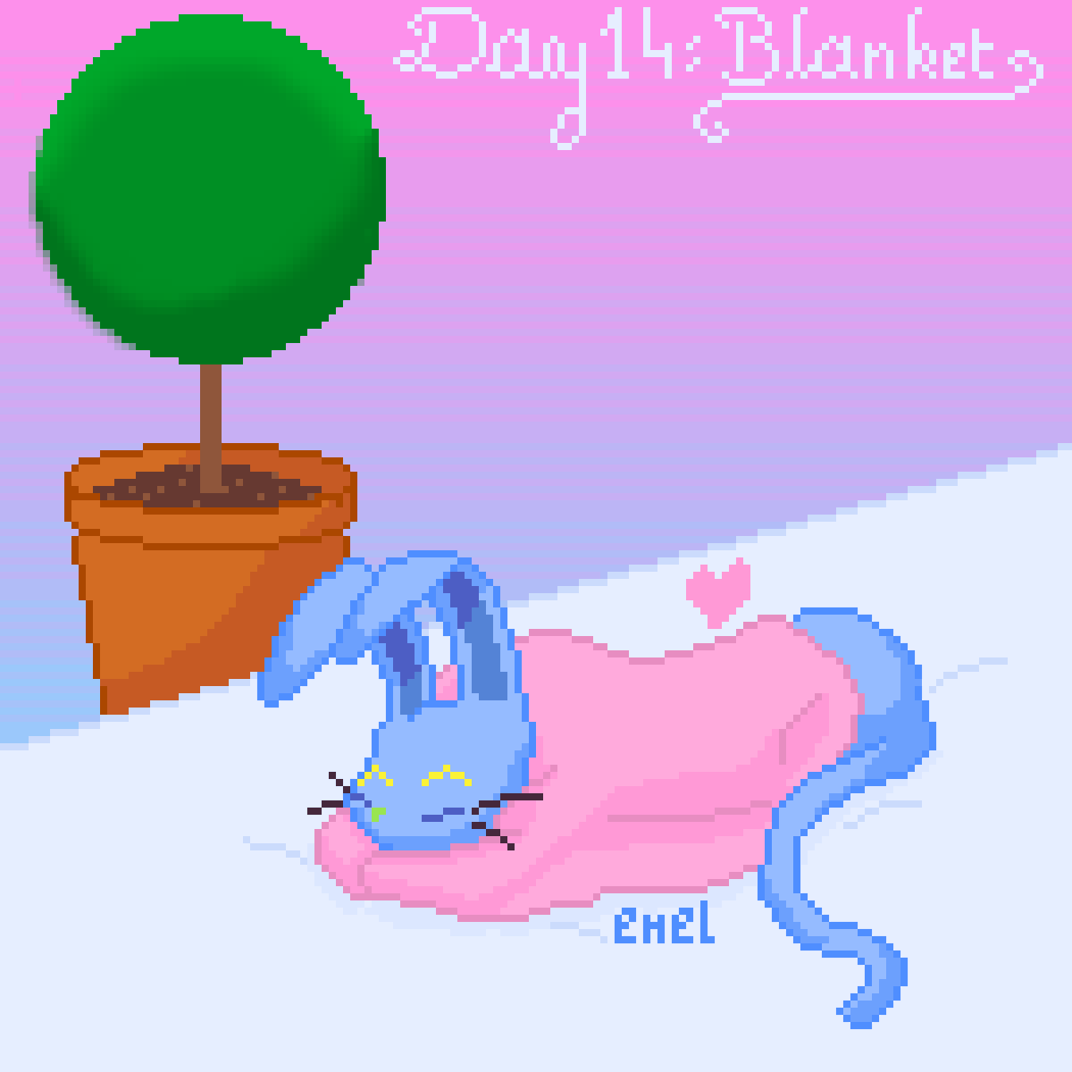 Ml_Miellle's tweet photo. Jour 14 : Blanket/Couette
*morte*
#pixelart #inktober #chilltober #octobit #blanket #bluecreature #plant #sleep #rest #powernap #love https://t.co/A6qo0CvwqS