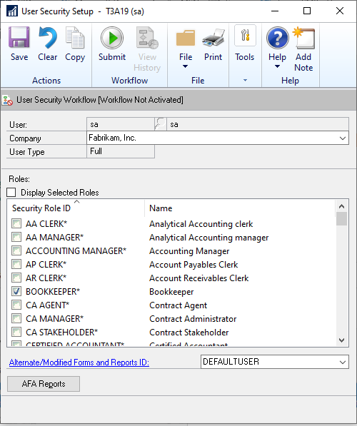 theknastergroup's tweet photo. Welcome to the second workflow added to the Dynamics GP October 2019 release. This workflow is User Security Approval.  In User Security, you can make changes to the access for a user, what security role they are assigned or what modified reports they can access. https://t.co/XcUTQiPaC2