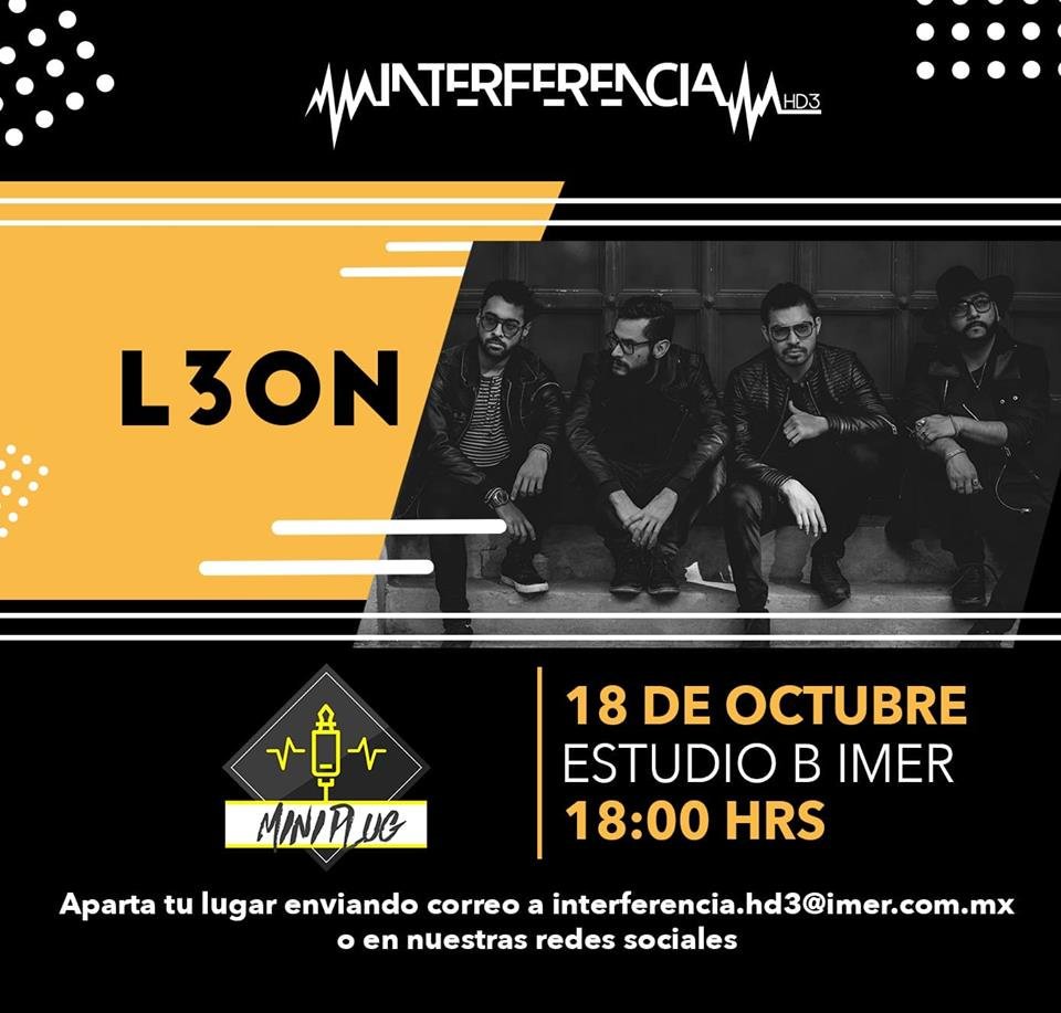 interferenciahd's tweet photo. 📣📣 Estamos listos para el siguiente #MiniPlug con @L3ON_MX 💥🎶🎸
Si quieren asistir únicamente envíen su nombre completo y el de su acompañante a nuestro correo o redes sociales 📨
*Cupo limitado
#TomamosElControl #MiniPlug #L3ON #SomosRadioPública #SomosRadioDigital https://t.co/ohNO1nZejM