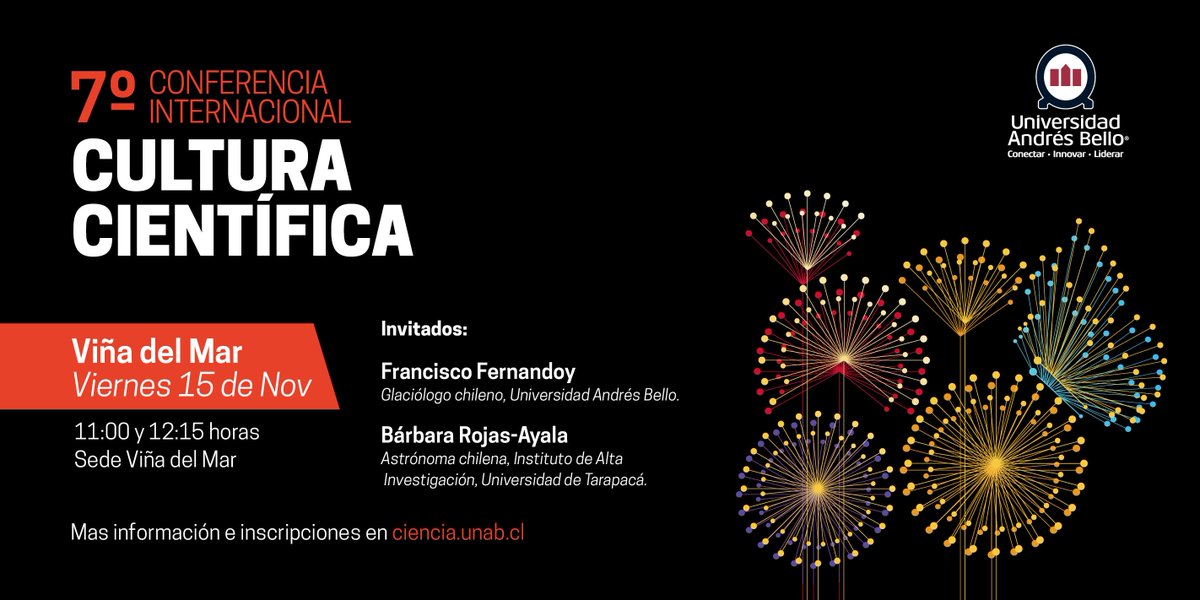 ciencia_unab's tweet image. 🙌¡Se acabó la espera! 💥reserva tu cupo en este imperdible evento: la 7° Conferencia Internacional de Cultura Científica de la @uandresbello - 14, 15 y 16 de noviembre en Santiago, Concepción y Viña del Mar. 
👉Conoce todas las charlas por día y ciudad en bit.ly/33pDiX8