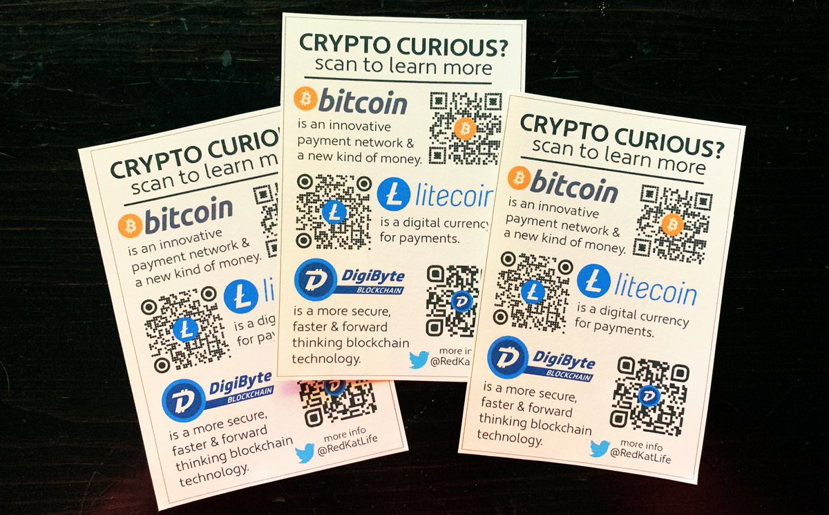 RedKatLife's tweet photo. Are you... CRYPTO CURIOUS? 🧐
             scan to learn more 
——————————————-
Be an #advocate for #crypto &amp; help spread awareness- I made these specifically to post on #community boards. 🙌❤️🌱

#Bitcoin #Litecoin #Digibyte 
#MondayMotivation #seedcards https://t.co/2sARsYDHaZ