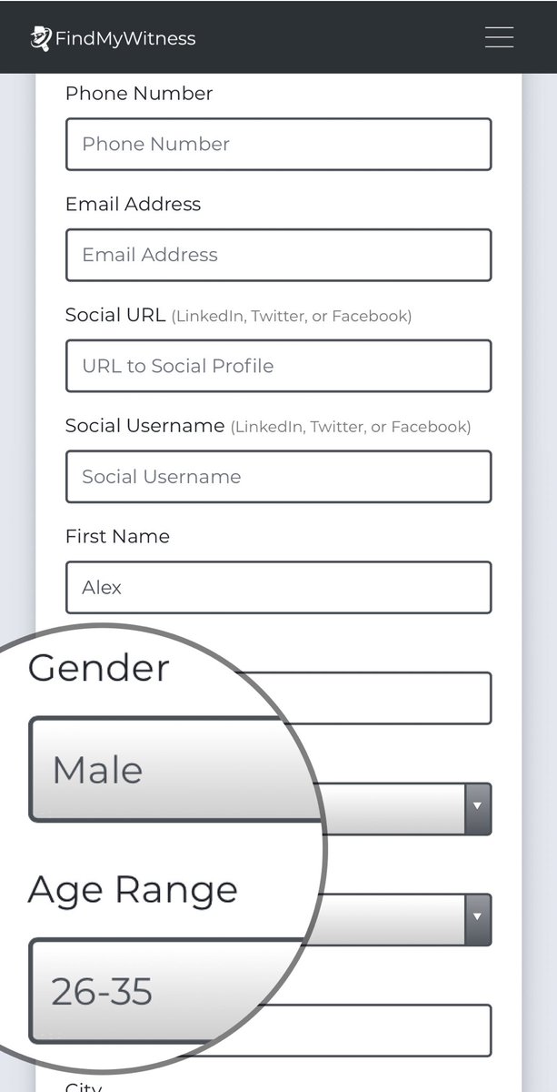 FindMyWitness's tweet image. NEW: FindMyWitness customers can now search for people based on gender and age bracket when searching by Name. 🔎