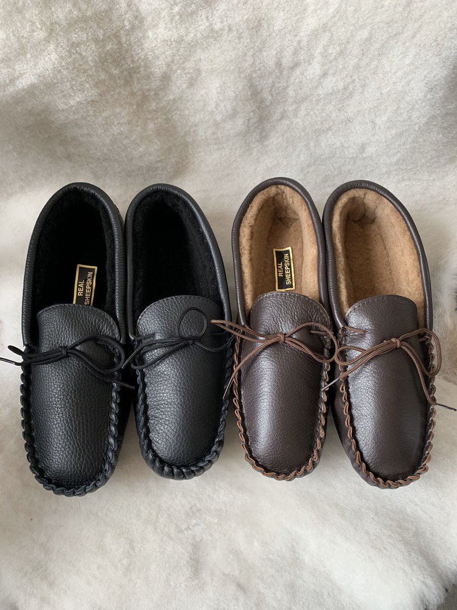Gents leather moccasin slippers #cosy
