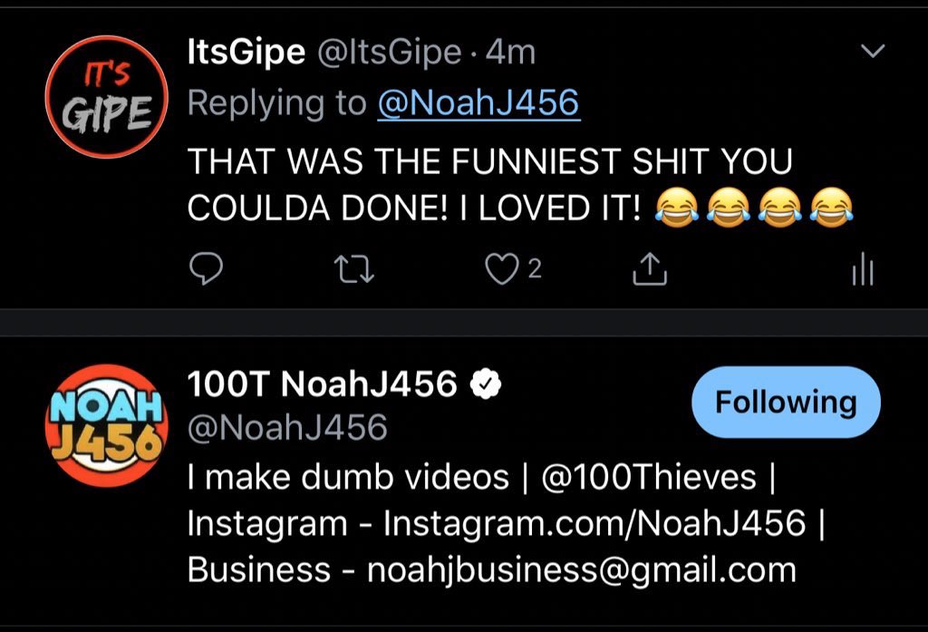 ItsGipe's tweet image. ANDDDDD @LEGIQN OUT HERE NOTICING ME?! First @NoahJ456  NOW @LEGIQN man, @FortniteGame out here really makin people bored af huh? 😂😂😂😂 LMFAOOOO... thanks guys, love you both 🤘🏼🤘🏼