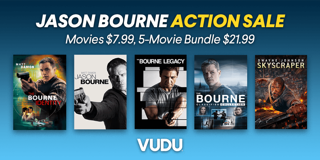 Prize alert! Unravel the Bourne conspiracy &amp; more. Titles in our "Jason Bourne Sale" are just $7.99 UHD: bit.ly/32ex4ZX. Show us a pic of the Bourne assets in your movie dossier for a chance to activate a Bourne prize pack.

RULES: bit.ly/2q6mPsv