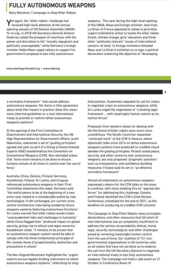 Instruments, frameworks, declarations, principles + other measures to tackle #KillerRobots - our coordinator <a href="/marywareham/">Mary Wareham</a> <a href="/hrw/">Human Rights Watch</a> for <a href="/RCW_/">Reaching Critical Will</a>   reachingcriticalwill.org/images/documen… #UNGA74 #keepctrl #Disarmament