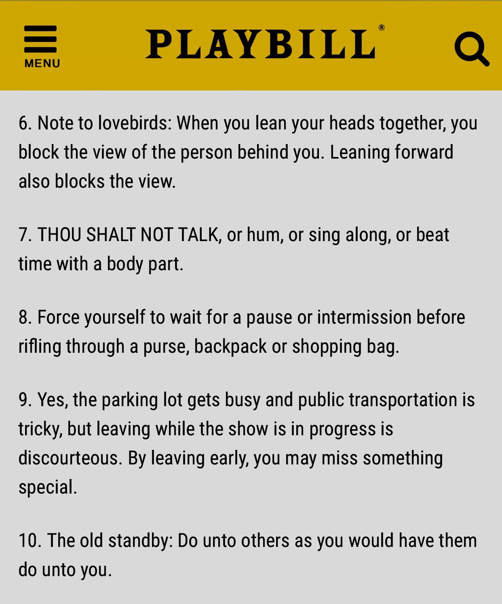 DoYourBestNY88's tweet photo. @MsLeaSalonga If you cannot be RESPECTFUL of the art, the artists and the hard work that goes into these performances, by all means, theater is not for you. This includes cell users, loud whisperers, those who come in drunk, those who doze off. 

PLEASE READ THIS BEFORE GOING TO THE THEATER. https://t.co/y5tDlVewft