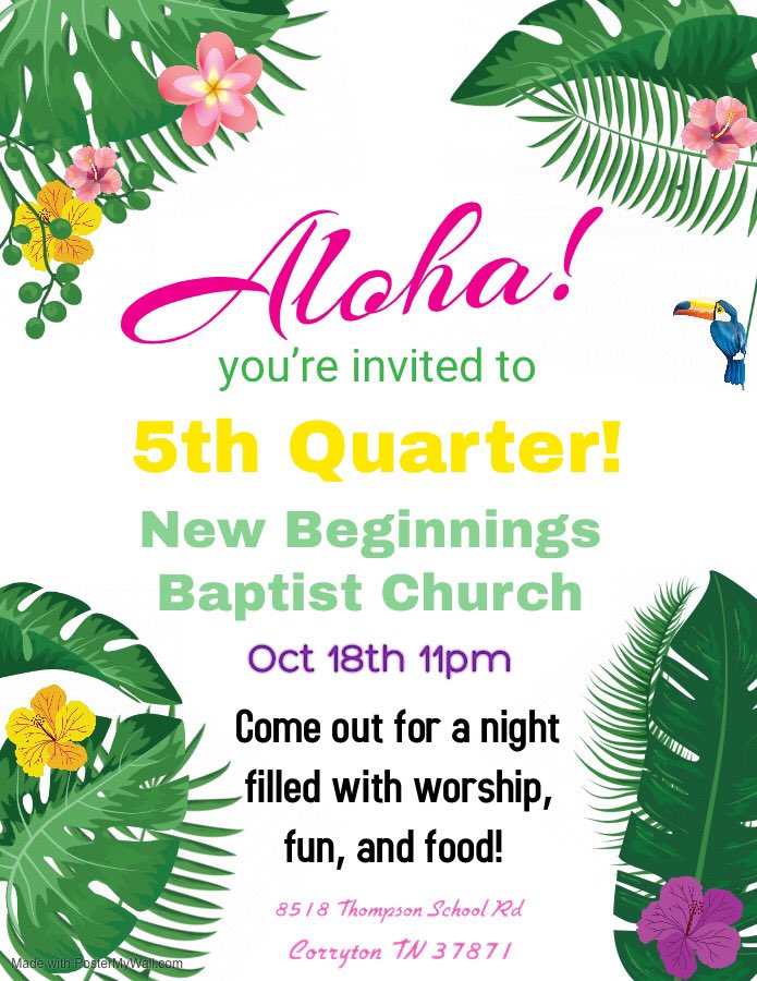 NBBStudents's tweet photo. |5TH QUARTER| 

We are four days away from our Luau! Make plans to come.. we are super excited! https://t.co/tvIiR2HDLz