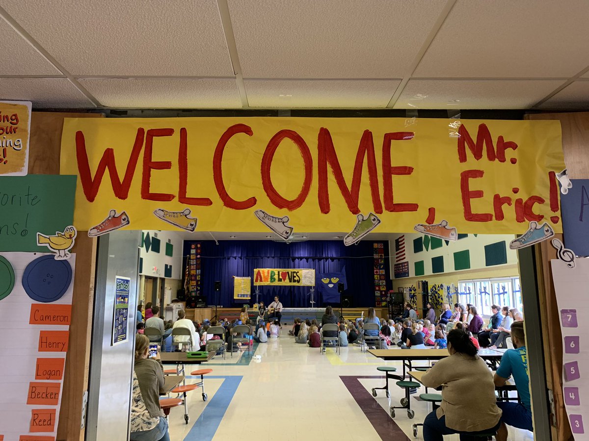 AWBElementary's tweet photo. What a lucky school we were to have the one and only @ericlitwinbooks and author of Pete the Cat visit A.W. Becker! https://t.co/ZSK4Ac74bM
