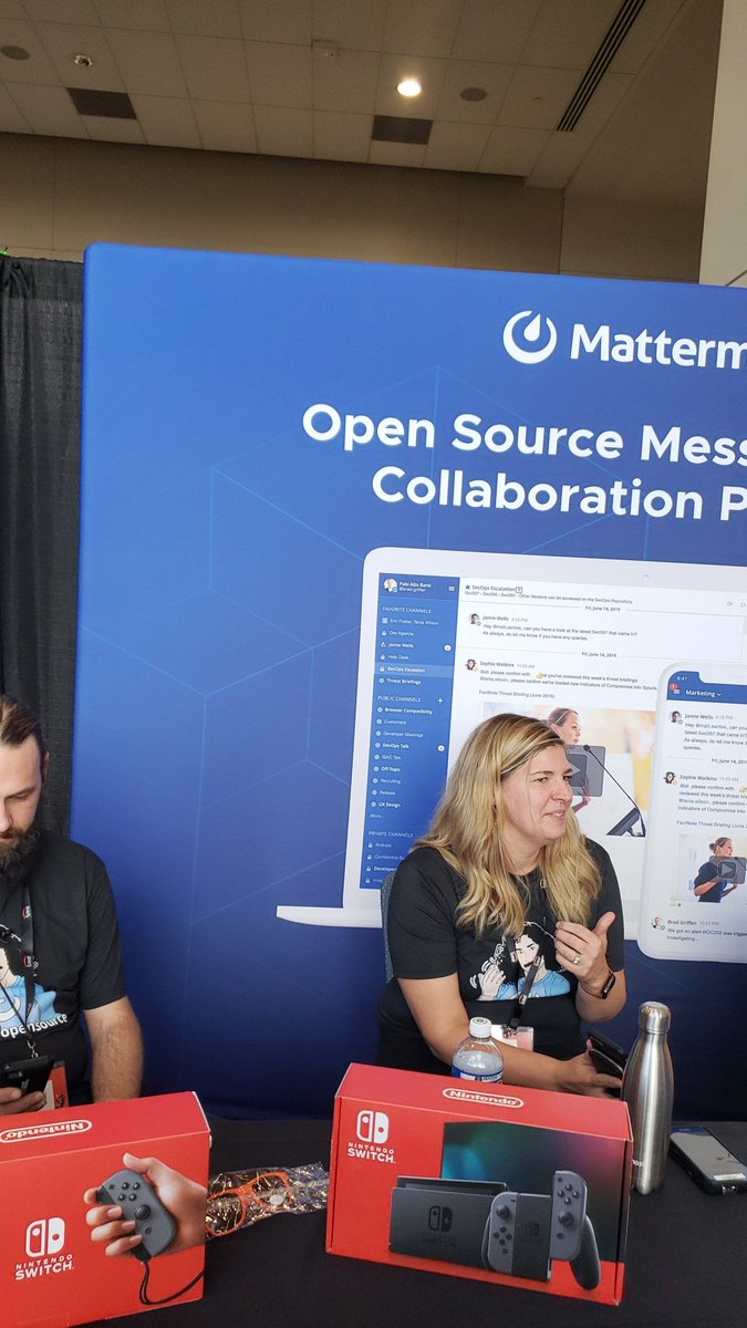 JovialCoder's tweet photo. Hanging at the @Mattermost booth at @AllThingsOpen #magicofopensource https://t.co/p7nrIVzcdu