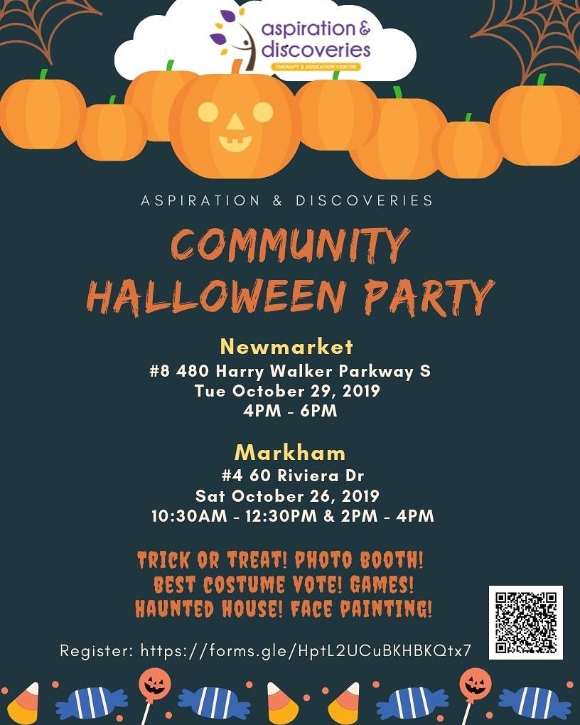 AbaAspiration's tweet photo. 🎃 FREE COMMUNITY #HALLOWEEN EVENT IS BACK! 🎃 Register fast! Don't miss the fun!
https://t.co/a1JnTuSSqP

 #facepainting #huantedhouse #games #costumecompetition #trickortreat #crafts #markham #newmarket https://t.co/1vsOREidGZ