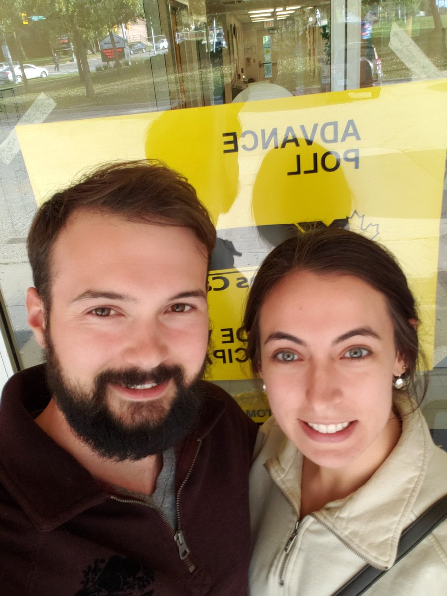 Thankful to be able to be able to vote. Managed to squeeze ours in on the last day of advanced polls before turkey dinner, but if you were too busy this weekend remember to get out and vote on October 21st! #cdnpoli #ELXN43