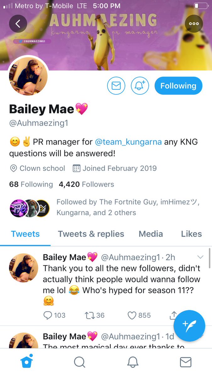 random_park's tweet photo. @The_FortniteGuy @Auhmaezing1 Followed her plz follow me I love ur vids https://t.co/54LQsARfFk