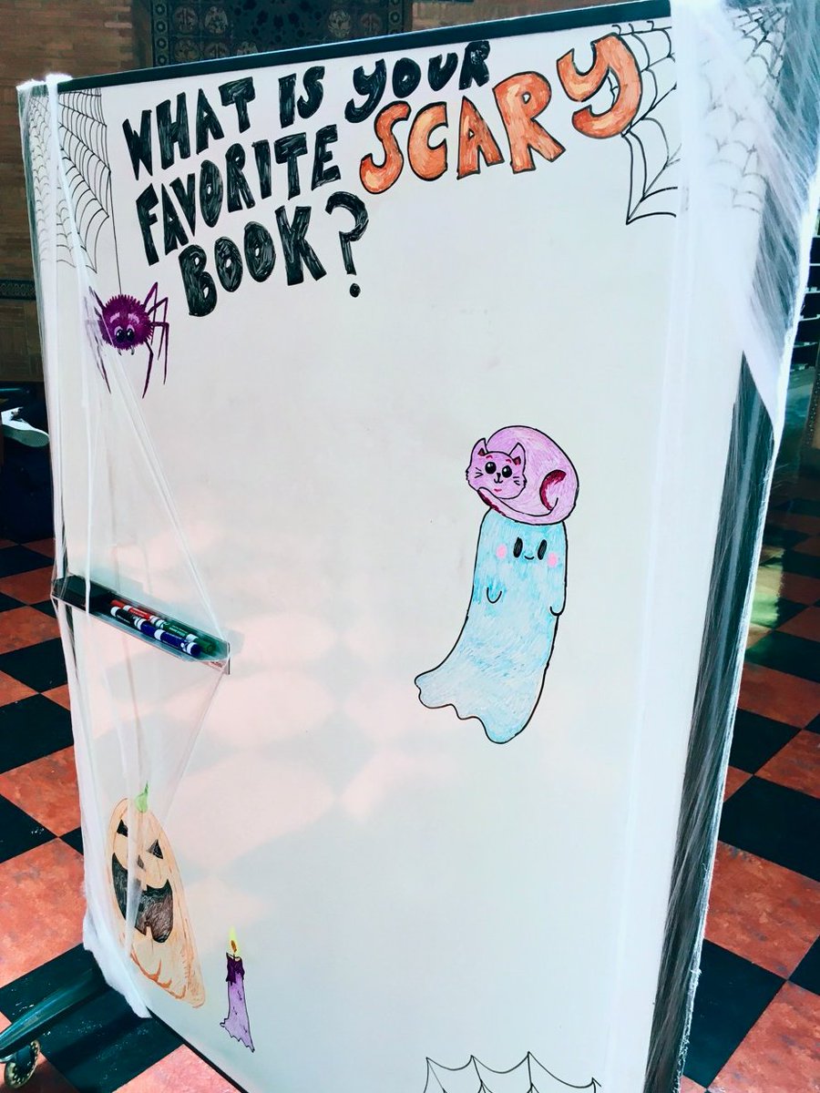 It? 🤡 The Haunting of Hill House? 👻 Fledgling? ⚰️ American Psycho? 🔪 What’s your favorite scary book? Add it to our whiteboard in the Powell Rotunda! As your recs roll in, we'll add them to our spooky book display where you can check them out! 🎃 #halloweenbooks #powelllibrary
