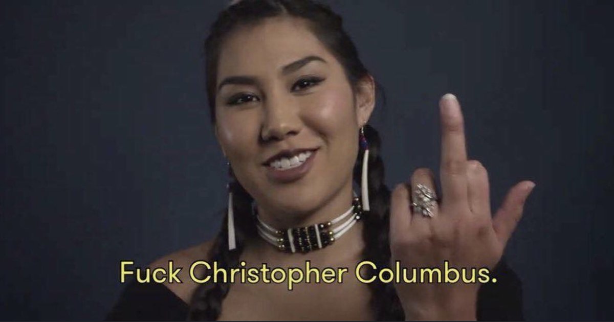 FURIEChi's tweet photo. Happy #IndigenousPeoplesDay! 
No More Columbus, No More Conquistadors.

Today we honor our Native American Sisters and Brothers who, since 1492 on Taino land, have been resisting colonialism and genocide across settler borders in South/Central/North America and the Caribbean. https://t.co/WaCmqsWtUH