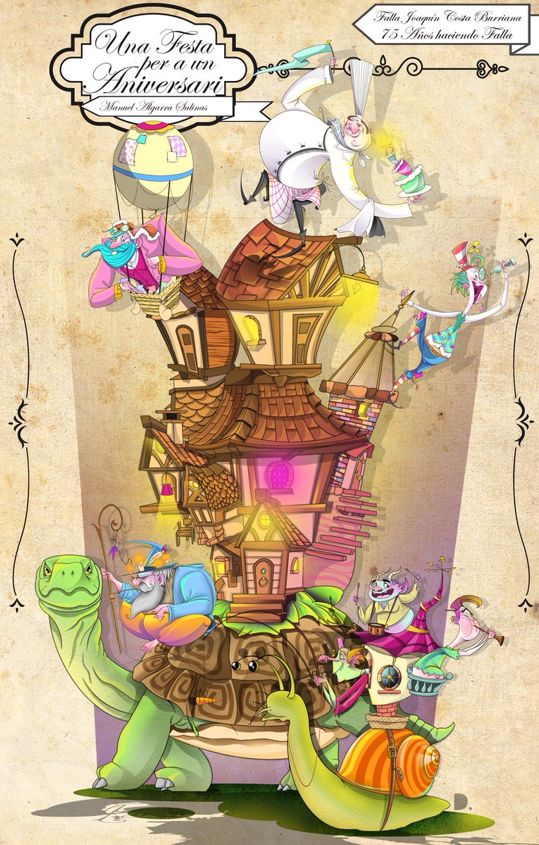fallajcb's tweet photo. 🎨 FALLAS 2020 🎨
Falla grande:
Lema: “Una festa per a un aniversari” 🐢
Artista: Manuel Algarra Salinas.
#75AnysFentFalla #75Aniversari #FallaJCB #Falles2020 https://t.co/hD3KycC9gu