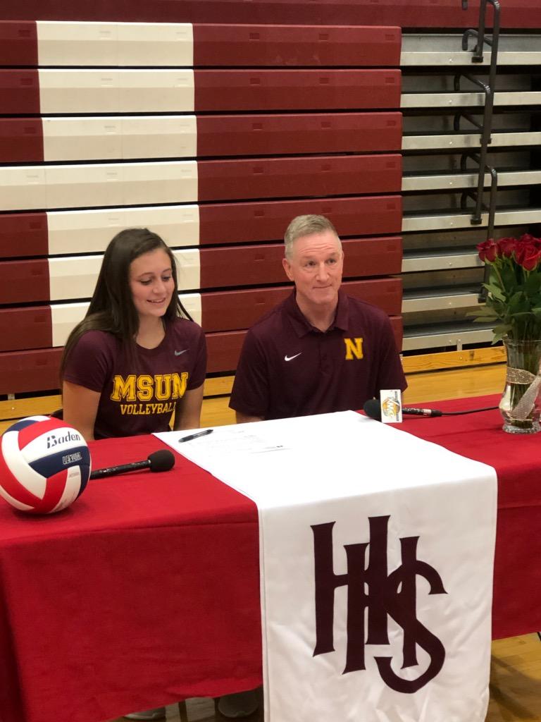 helena_high's tweet photo. Exciting day for Emily Feller! She signed with MSU Northern to continue her volleyball career! Great job, Emily! #ProudToBeABengal https://t.co/AjEhea3ljY