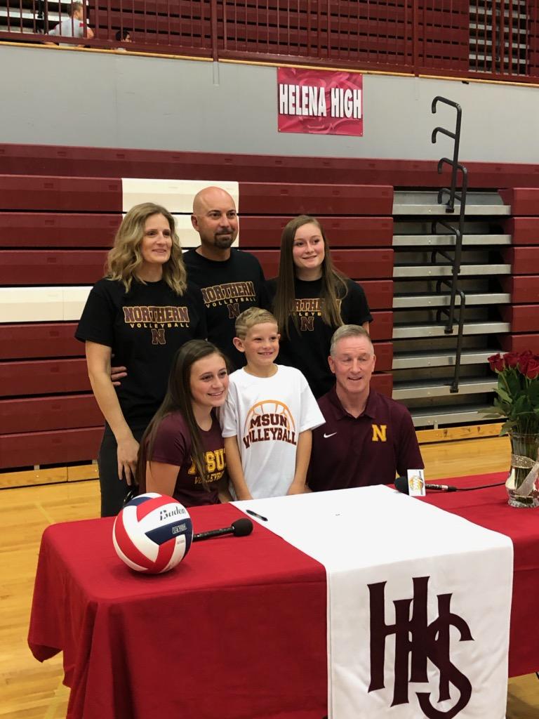 helena_high's tweet photo. Exciting day for Emily Feller! She signed with MSU Northern to continue her volleyball career! Great job, Emily! #ProudToBeABengal https://t.co/AjEhea3ljY