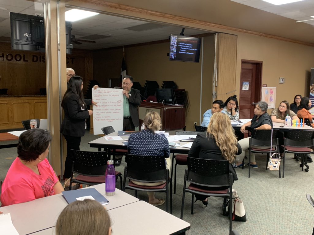 @Donna_ISD Assistant Sup. of C&I and Directors, Mrs. Vela and Mr. Arellano, facilitating our Literacy & Planning Committee. Helping Every Reader Obtain Educational Success #LiteracyHEROES — feeling excited.