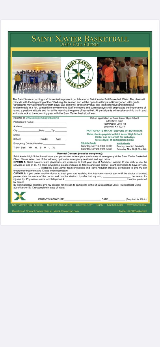 Time to get out the round ball and shake off the rust kiddos! Our annual fall clinic is a great way to prepare for the upcoming season. Participants can register at saintx.com/basketballclin… 🏀