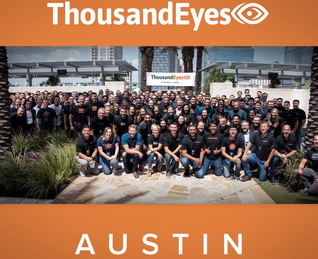 Hey Austin! ThousandEyes is growing our team, and we want to meet you! Come have a drink at Parlor and Yard on 10/17 at 6pm and meet our team. Details here gag.gl/JuQvfu