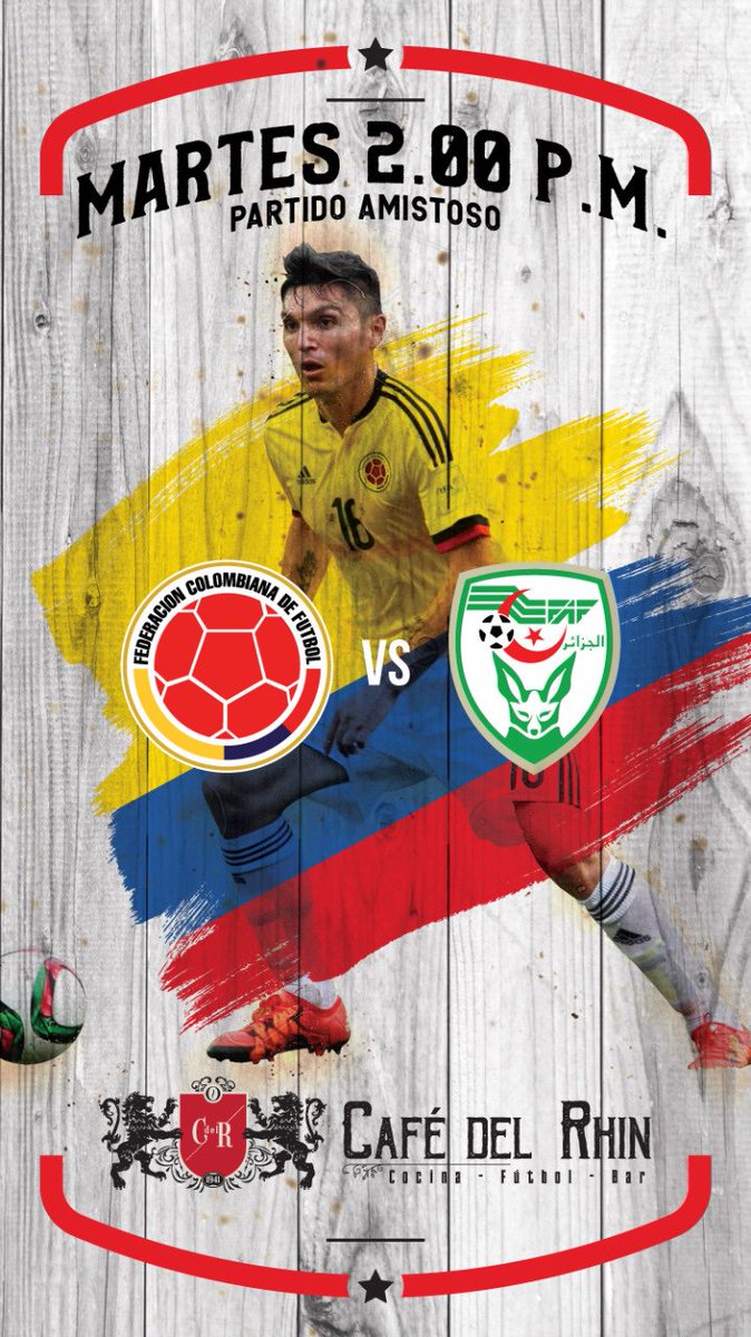 Acompaña a la <a href="/fcfseleccioncol/">Selección Colombia</a> en su partido amistoso ante #Argelia. Almuerza con nosotros, disfruta de nuestra carta y nuestro menú ligero 
#cocina #futbol #bar #fechafifa