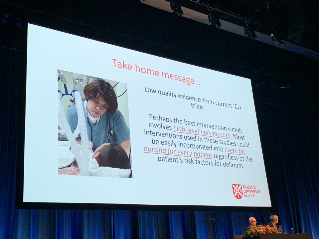 acamusm's tweet photo. Very clear message about Effectiveness of non-pharmacological intervencions in reducing delirium.
#wcic19 https://t.co/JdnN0CGGZa