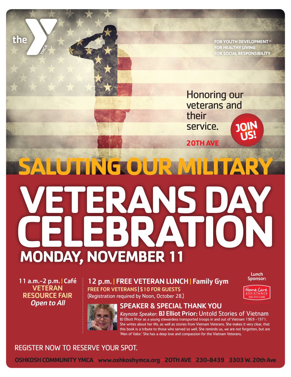 visitoshkosh's tweet photo. Mark your calendar! 🇺🇸@oshkoshymca @CityofOshkosh #veteransday https://t.co/3JjY4y2FLC