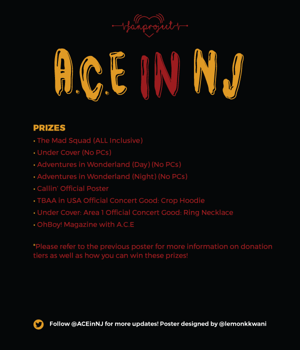 ACEinNJ's tweet photo. 𝗔.𝗖.𝗘 𝗶𝗻 𝗡𝗲𝘄 𝗝𝗲𝗿𝘀𝗲𝘆 𝗙𝗮𝗻 𝗣𝗿𝗼𝗷𝗲𝗰𝘁!

Details on donations and giveaways below ٩(◕‿◕｡)۶

Form 🔗: https://t.co/f62QjOCVis
Donations 🔗: https://t.co/mGvJ1pL4VS

Deadline: 11/15

#ACE #ACEinNJ #에이스  #UNDER_COVER #THE_MAD_SQUAD https://t.co/8wud82DPC6