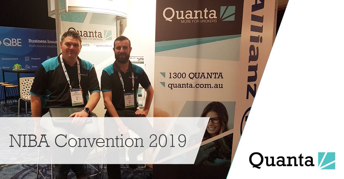 QuantaInsurance's tweet image. We are all set up and ready to go! If you are attending the @NIBA_Australia Convention on the Gold Coast, don’t forget to stop by our stall and speak to some of our expert underwriters &amp;gt;&amp;gt;
quanta.com.au
#NIBA2019 #underwriters #conference #insurance