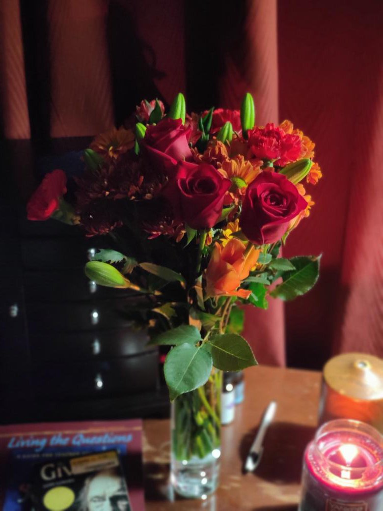 Came home from tonight's PD and someone had gotten me flowers. For no reason at all! #husbandforthewin #teacherhusband #teacherlife