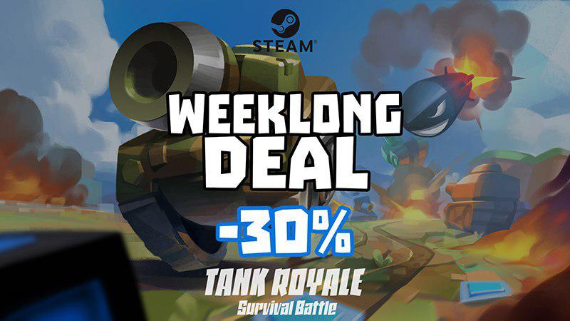 BSS_Game's tweet photo. #TankRoyale #WeeklongDeal! 30% OFF on #Steam ! https:/bit.ly/TankRoyaleSteam
#gamedev #pcgamer #tanks #pcgaming #games #pcgame #battleroyale #dailygame #gameplay #onlinegaming #survival #screenshotSaturday #indie #unity #retrogaming #arcade #bestgames #steamsale #halloween2019 https://t.co/rarHMZxqeY