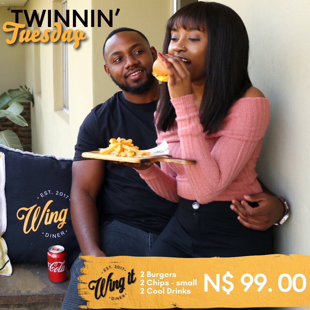 wingitdiner's tweet photo. Itβs Twinnin' Tuesday so go ahead and grab your wingman and enjoy 2 sliders, 2 rustic fries and 2 cokes for only N$99.00 today.
#WingItDiner #TwinninTuesday #NamibianBrand #WhereToEatNamibia #LocalIsLekker #eatwingit https://t.co/pQJtcTp9xj