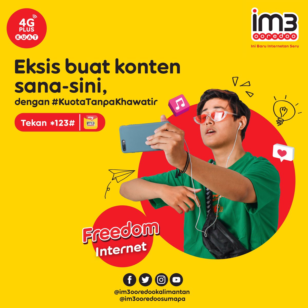 Cari ide untuk buat konten gak perlu tunggu tengah malam dulu! 

Bebasin diri kamu dengan #KuotaTanpaKhawatir untuk kamu internetan 24 jam di mana aja. Jadi bisa eksis buat konten sana sini sepuasnya!

Aktifin #FreedomInternet di myIM3 atau *123#! im3ooredoo.com/freedominternet