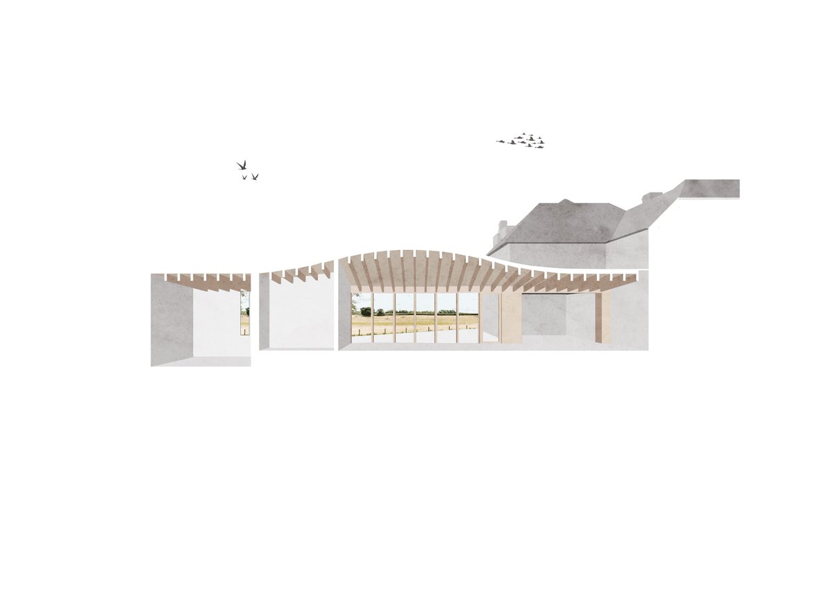 studioshaw's tweet photo. Moorgate cottage has been granted #planningpermission! Our proposed extension is a contemporary addition that contrasts but respects the existing period building and features a sculptural timber roof that curves both plan and section https://t.co/FVQ930KkrK #extension #timberroof https://t.co/Us4kvhqAIw
