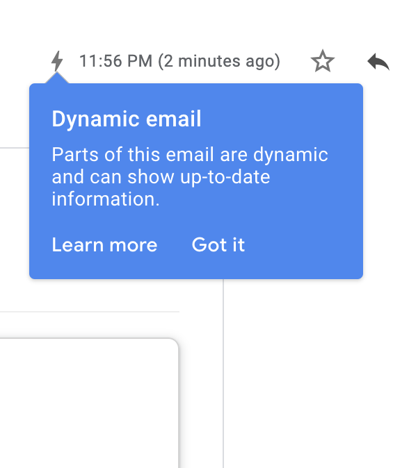 sree's tweet photo. NEW TO ME: Dynamic email inside @Gmail. REAX? #newtome #coolnewtools https://t.co/902BLDysNK