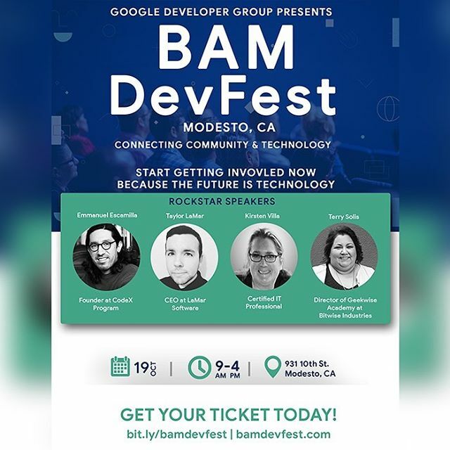 GdgModesto's tweet photo. Lets hear it for our awesome speakers at #bamdevfest Tickets on sale @ https://t.co/cCbdkV0IiH https://t.co/YPf5HXr8oN