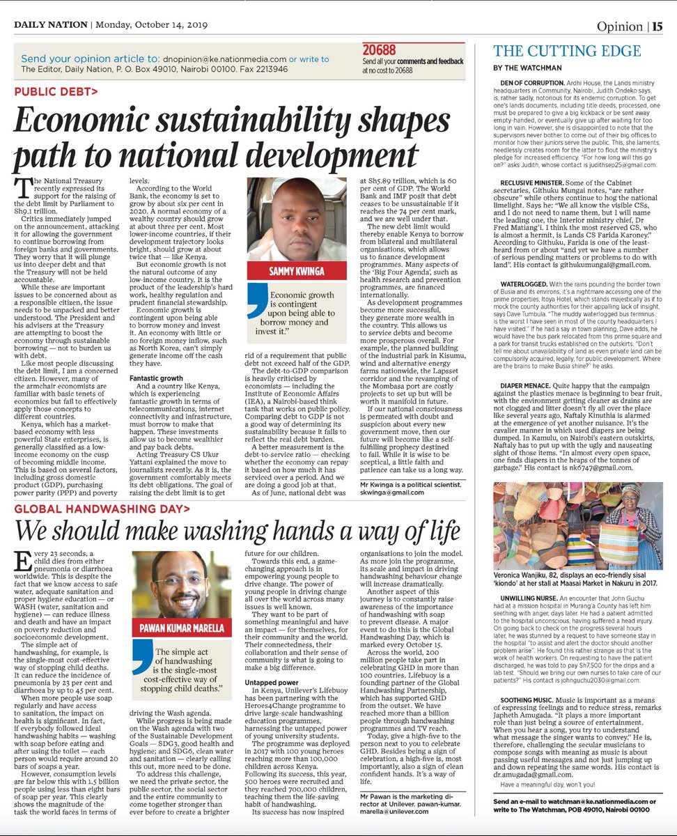 pawankrmarella's tweet photo. OPEDs in key newspapers to bring alive the importance of handwashing as the most effective public health initiative to save the life of a child. @handwashingday @lifebuoysoap @LifebuoyKE @OfficialJMbugua @jtmapsey #ChapaGermsChapa @UnileverEA https://t.co/eiC1ZnTtwB