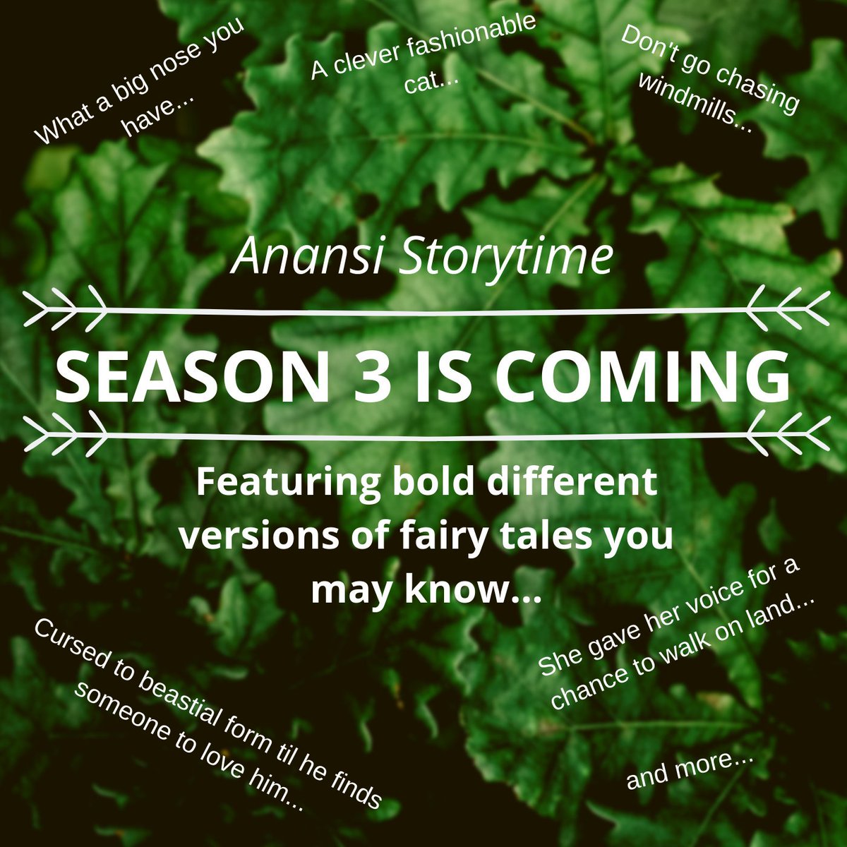 AnansiStorytime's tweet image. Season 3 is coming (anansistorytime.com/26)

Featuring bold different versions of fairy tales you may know...

#podcast #AudioDrama #FairyTail #folklore #newepisode 
 
(Image text in next post)