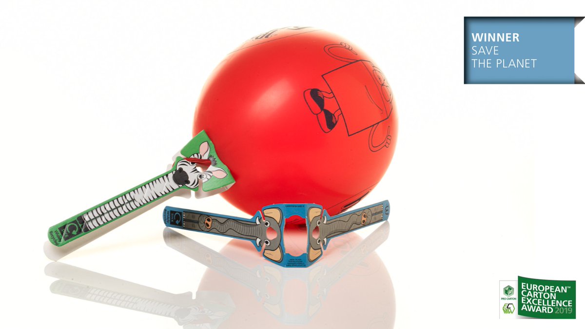 Pro_Carton's tweet photo. Eco-friendly balloon fun with this winning design: Made entirely from cartonboard, BalloonGrip™ is ingenious, effective, recyclable and bio-degradable. Congratulations to Van Genechten Packaging and Stora Enso for winning the Save the Planet Award! #ECEA19 https://t.co/qKJ6XI8xsT